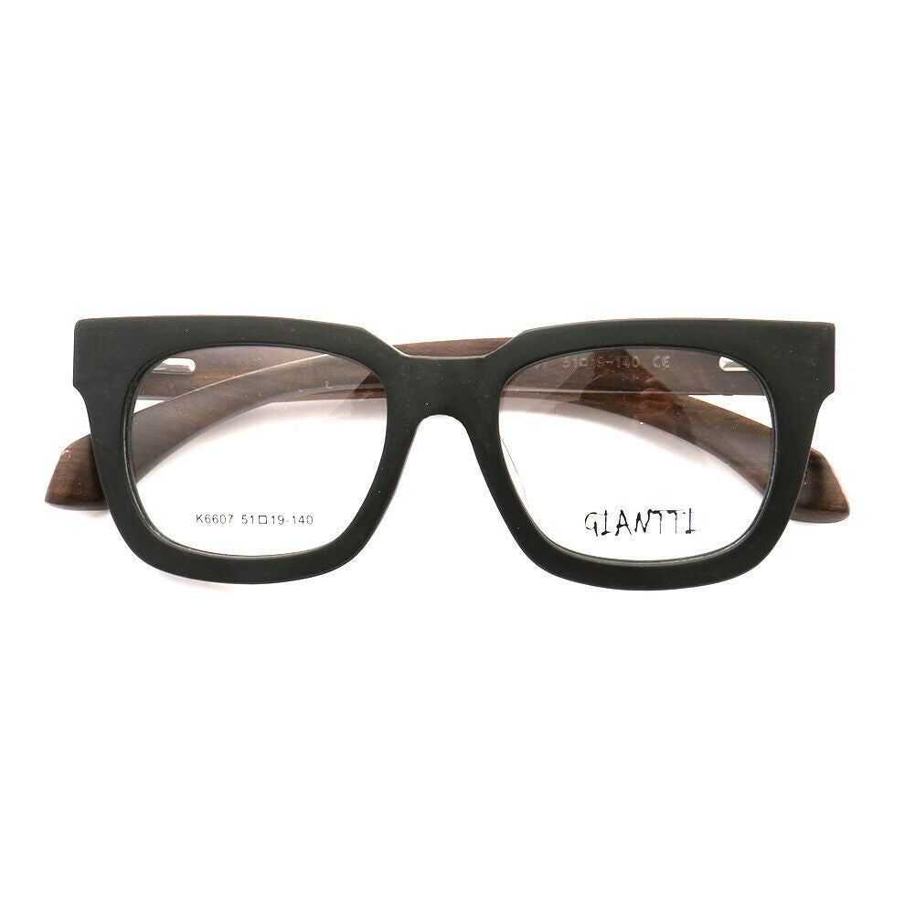 Matte black oversized wooden eyeglass frames
