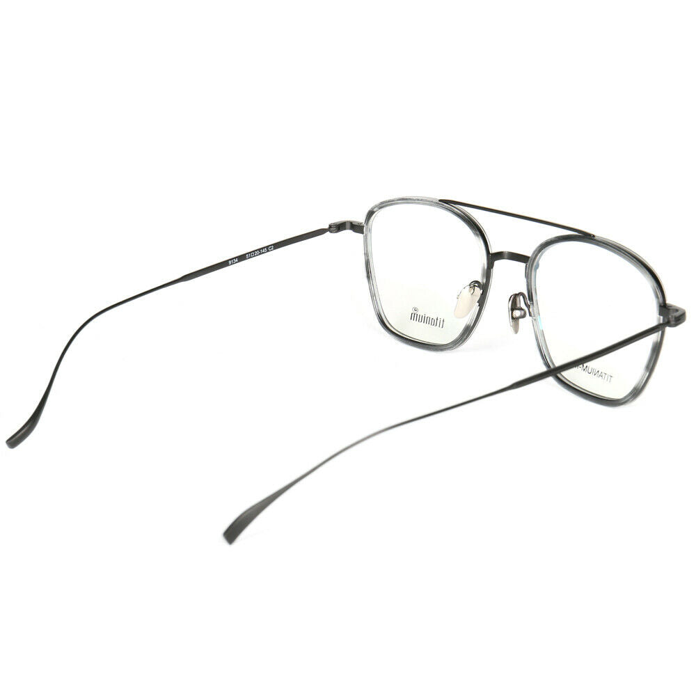 Rear view of double bridge titanium eyeglasses