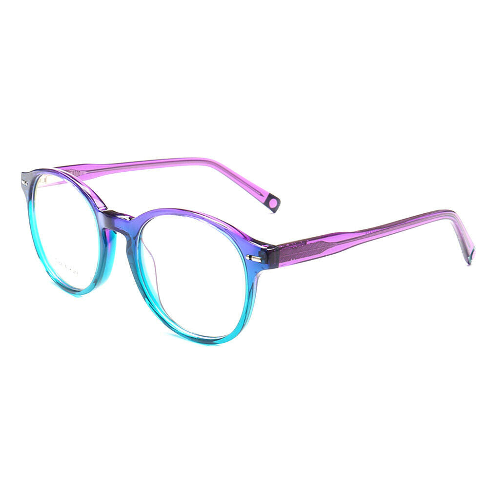 Blue and purple round glasses frames