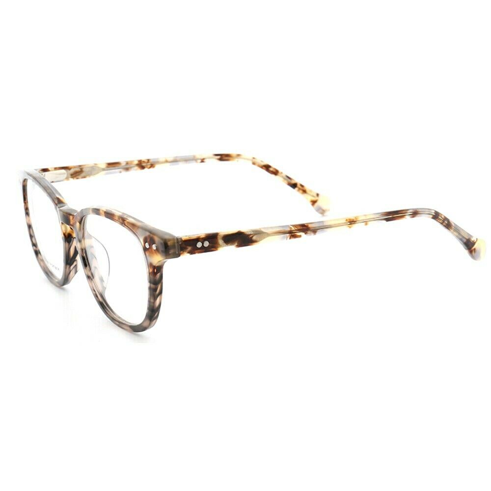 Side view of brown tortoise patterned acetate eyeglasses