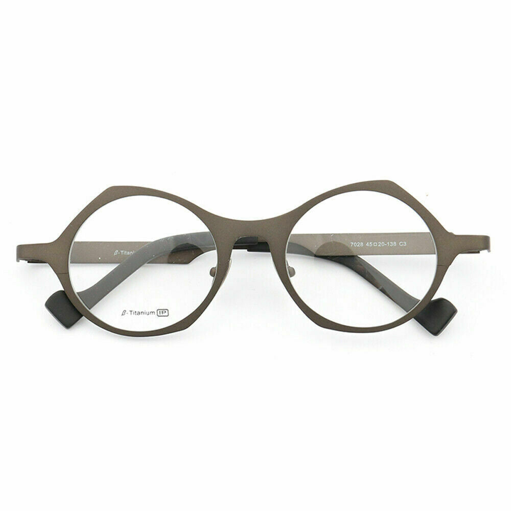 Gunmetal colored round titanium eyeglasses