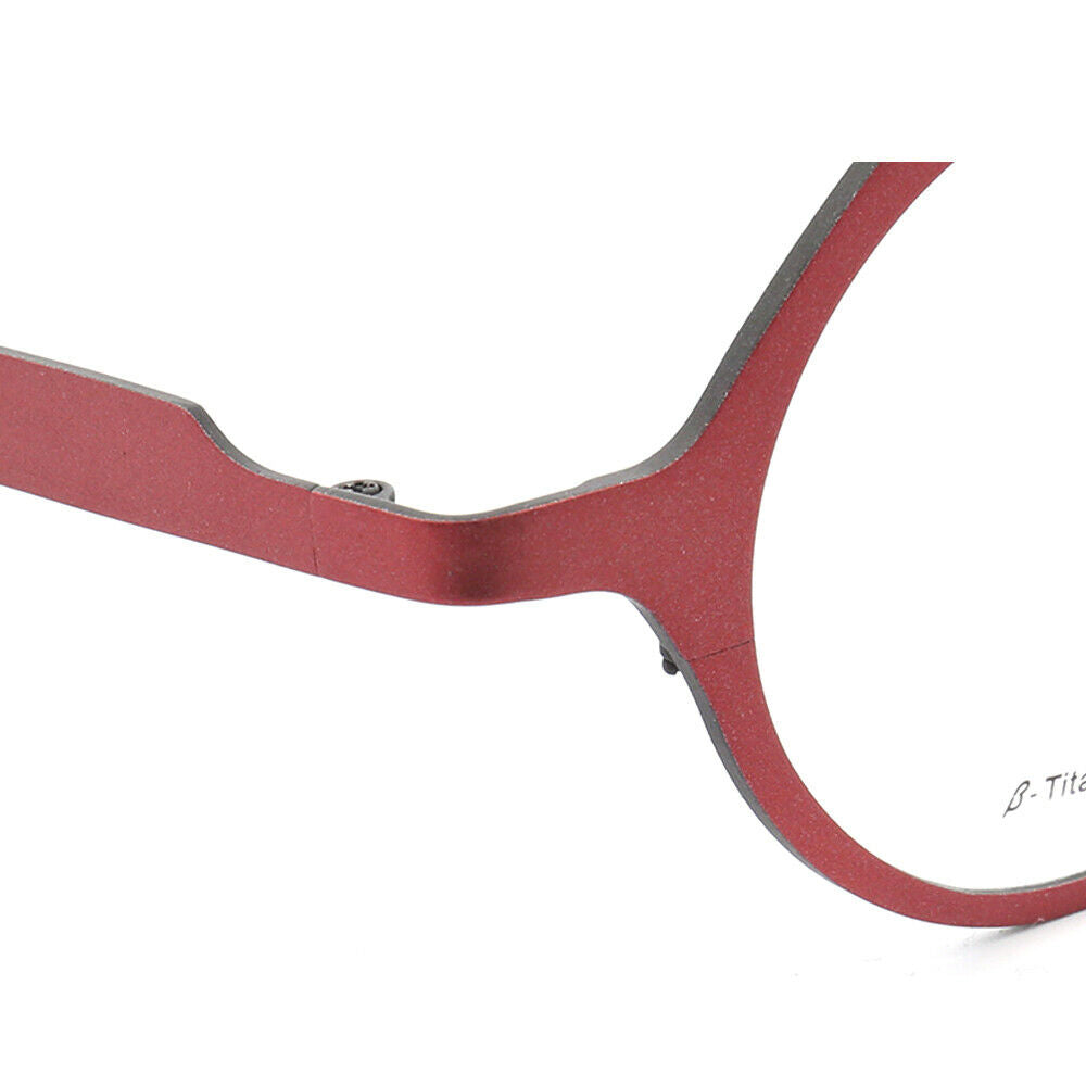 Temple of red round titanium eyeglasses