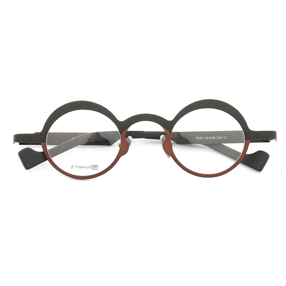 Brown and black round titanium eyeglasses